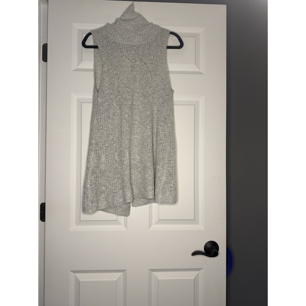 Hem And Thread Sleeveless Cowl Neck Knit Sweater Medium Open Back Gray Mix Nwt